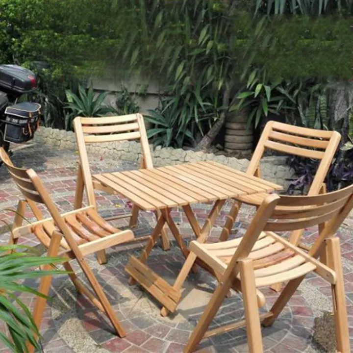 Wooden Folding Table and Chairs Set