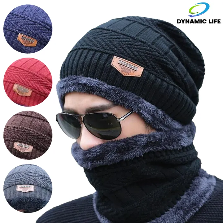 Winter Wool Cap with Neck Warmer
